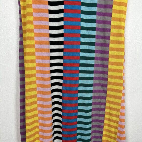 Replica Los Angeles Sheath Tank Dress Sz M Knit Colorful Multi Stripe Midi Blue - Picture 3 of 9